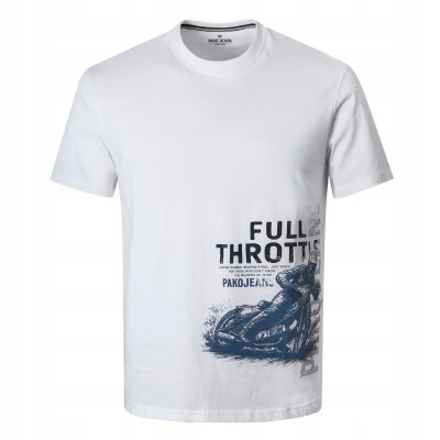 T-SHIRT Męski Koszulka BIAŁA Gruba Bawełna TROTON Pako Jeans - Pakojeans.pl