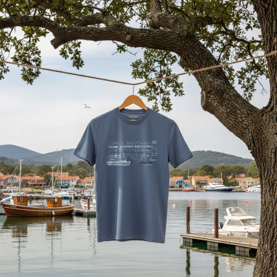 T-SHIRT Męski Koszulka SZARONIESKA Gruba Bawełna PORT Pako Jeans - Pakojeans.pl