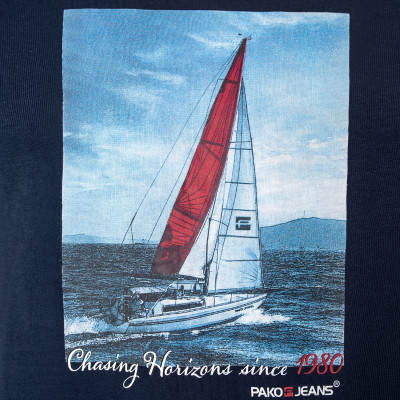 T-SHIRT Męski Koszulka GRANATOWA Gruba Bawełna STENS Pako Jeans - Pakojeans.pl