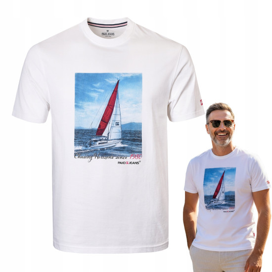 T-SHIRT Męski Koszulka BIAŁA Gruba Bawełna STENS Pako Jeans - Pakojeans.pl