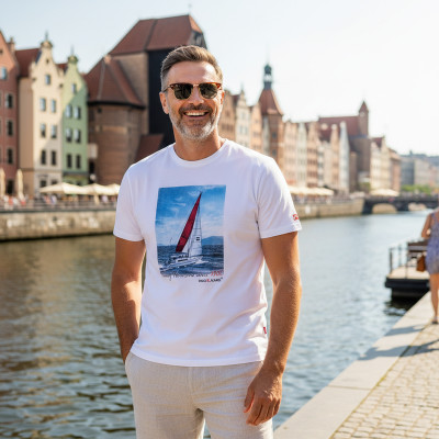 T-SHIRT Męski Koszulka BIAŁA Gruba Bawełna STENS Pako Jeans - Pakojeans.pl