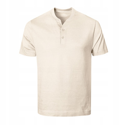 T-SHIRT Męski Koszulka w Serek JASNOBEŻOWY Bawełna TOTAIL Pako Jeans - Pakojeans.pl