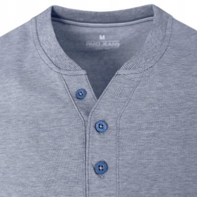 T-SHIRT Męski Koszulka w Serek SZARONIEBIESKI Bawełna TOTAIL Pako Jeans - Pakojeans.pl