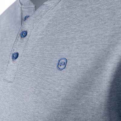 T-SHIRT Męski Koszulka w Serek SZARONIEBIESKI Bawełna TOTAIL Pako Jeans - Pakojeans.pl