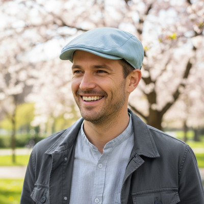 Kaszkiet letni czapka męska niebieska bawełna