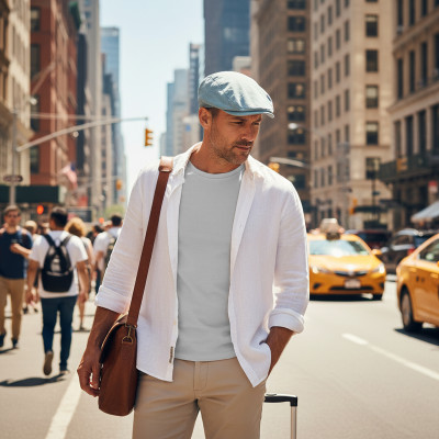 Kaszkiet letni czapka męska niebieska bawełna