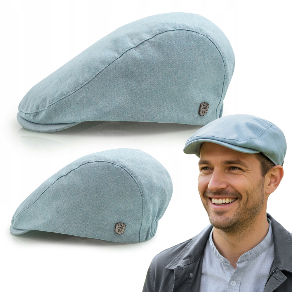 Kaszkiet letni czapka męska niebieska bawełna