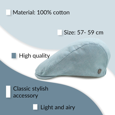 Kaszkiet letni czapka męska niebieska bawełna