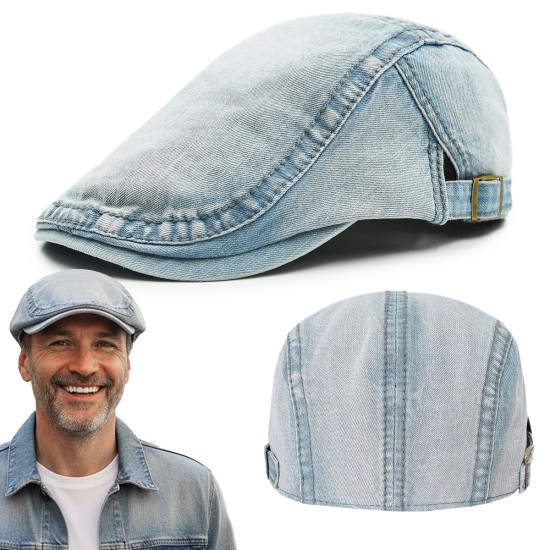 KASZKIET Męski Bawełniany Czapka na Lato BŁĘKITNY Jeansowy Pako Jeans - Pakojeans.pl