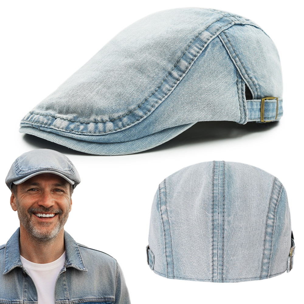 KASZKIET Męski Bawełniany Czapka na Lato BŁĘKITNY Jeansowy Pako Jeans - Pakojeans.pl