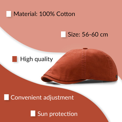 Kaszkiet męski bawełniany Peaky Blinders rudy