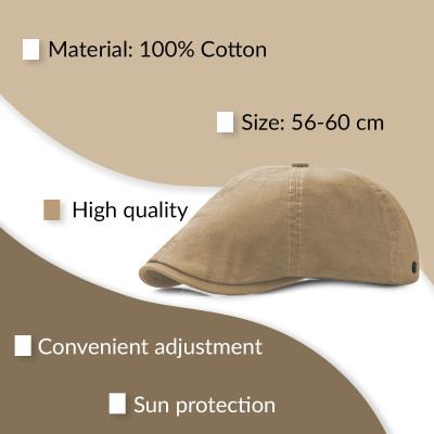 Kaszkiet męski bawełniany Peaky Blinders beżowy