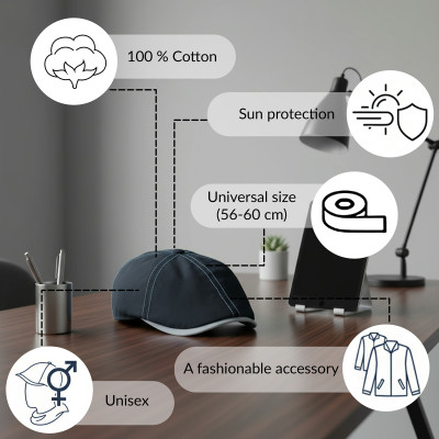 KASZKIET Męski Bawełniany Czapka Peaky Blinders GRANATOWY 10010-3 z Przeszyciami - Pakojeans.pl