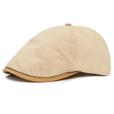 KASZKIET Męski Bawełniany Czapka Peaky Blinders BEŻOWY 10010-4 z Przeszyciami - Pakojeans.pl