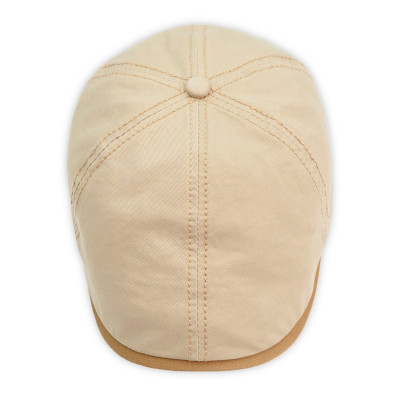 KASZKIET Męski Bawełniany Czapka Peaky Blinders BEŻOWY 10010-4 z Przeszyciami - Pakojeans.pl