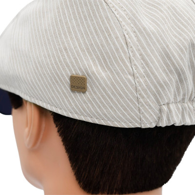 KASZKIET Męski Bawełniany na Lato Czapka w Paski 10020-1 JASNOBEŻOWY - Pakojeans.pl