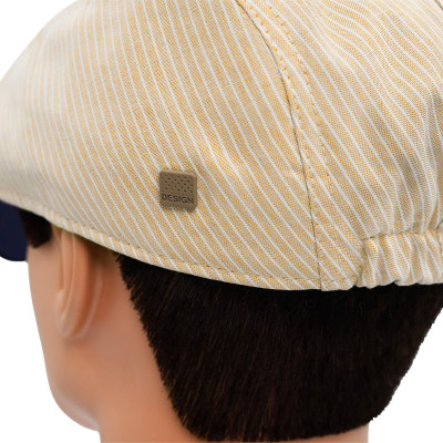 KASZKIET Męski Bawełniany na Lato Czapka w Paski 10020-2 BEŻOWY - Pakojeans.pl