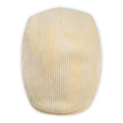 KASZKIET Męski Bawełniany na Lato Czapka w Paski 10020-2 BEŻOWY - Pakojeans.pl