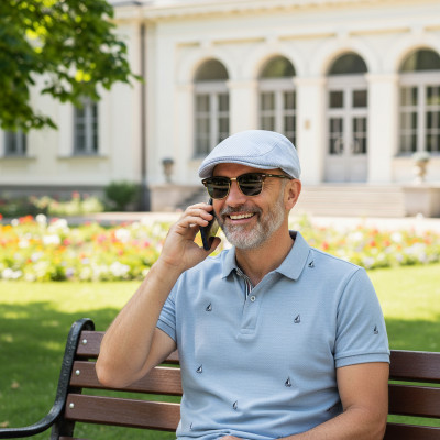 KASZKIET Męski Bawełniany na Lato Czapka w Paski 10020-3 BŁĘKITNY - Pakojeans.pl