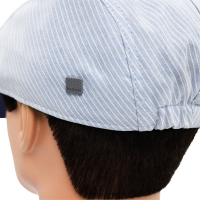 KASZKIET Męski Bawełniany na Lato Czapka w Paski 10020-3 BŁĘKITNY - Pakojeans.pl