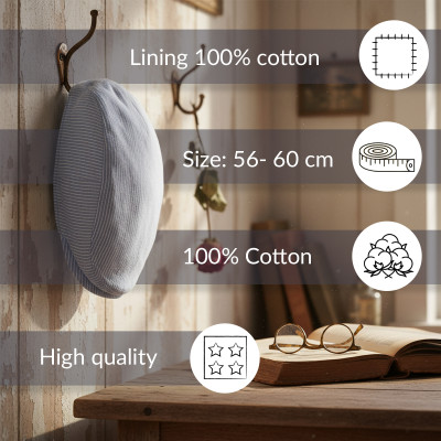 KASZKIET Męski Bawełniany na Lato Czapka w Paski 10020-3 BŁĘKITNY - Pakojeans.pl