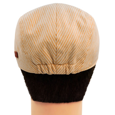 KASZKIET Męski Bawełniany na Lato Czapka w Paski 10020-4 JASNOBRĄZOWY - Pakojeans.pl