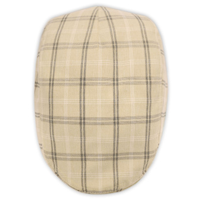 KASZKIET Męski Bawełniany na Lato Czapka w Kratę Casual 10030-1 JASNOBEŻOWY - Pakojeans.pl