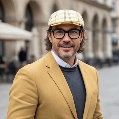 KASZKIET Męski Bawełniany na Lato Czapka w Kratę Casual 10030-2 ŻÓŁTY - Pakojeans.pl