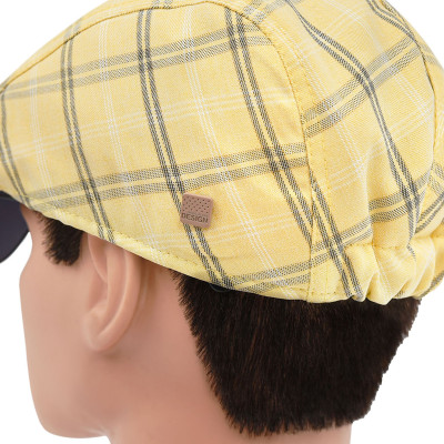 KASZKIET Męski Bawełniany na Lato Czapka w Kratę Casual 10030-2 ŻÓŁTY - Pakojeans.pl