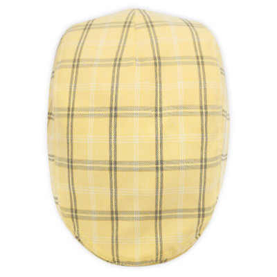 KASZKIET Męski Bawełniany na Lato Czapka w Kratę Casual 10030-2 ŻÓŁTY - Pakojeans.pl