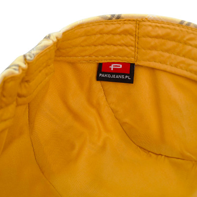 KASZKIET Męski Bawełniany na Lato Czapka w Kratę Casual 10030-2 ŻÓŁTY - Pakojeans.pl