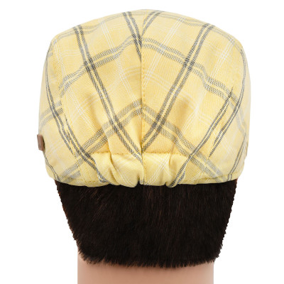 KASZKIET Męski Bawełniany na Lato Czapka w Kratę Casual 10030-2 ŻÓŁTY - Pakojeans.pl