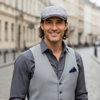 KASZKIET Męski Bawełniany na Lato Czapka w Kratkę 10040-3 SZARY - Pakojeans.pl