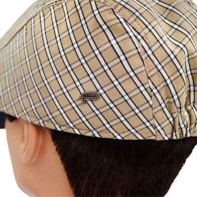 KASZKIET Męski Bawełniany na Lato Czapka w Kratę Cienki 10050-4 BEŻOWY - Pakojeans.pl