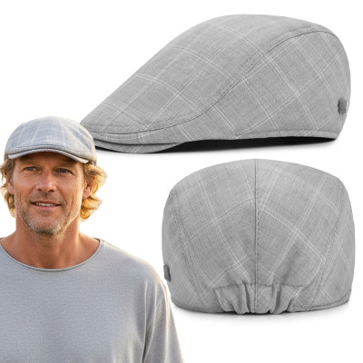 KASZKIET Męski Bawełniany na Lato Czapka w Kratkę 10060-1 SZARY - Pakojeans.pl