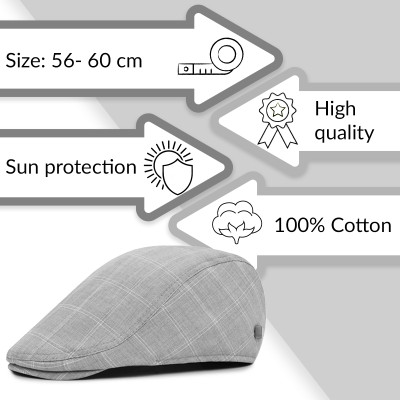 KASZKIET Męski Bawełniany na Lato Czapka w Kratkę 10060-1 SZARY - Pakojeans.pl