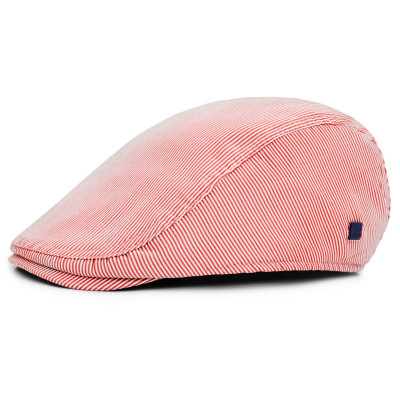 KASZKIET Męski Bawełniany na Lato Czapka w Paseczki 10090-1 CZERWONY - Pakojeans.pl