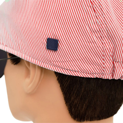 KASZKIET Męski Bawełniany na Lato Czapka w Paseczki 10090-1 CZERWONY - Pakojeans.pl