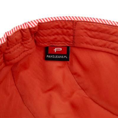 KASZKIET Męski Bawełniany na Lato Czapka w Paseczki 10090-1 CZERWONY - Pakojeans.pl