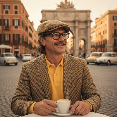 KASZKIET Męski Bawełniany na Lato Czapka w Krateczkę 10120-4 MUSZTARDOWY - Pakojeans.pl