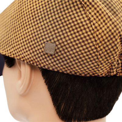 KASZKIET Męski Bawełniany na Lato Czapka w Krateczkę 10120-4 MUSZTARDOWY - Pakojeans.pl