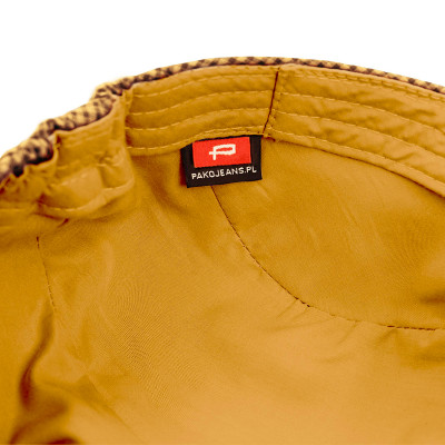 KASZKIET Męski Bawełniany na Lato Czapka w Krateczkę 10120-4 MUSZTARDOWY - Pakojeans.pl