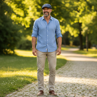 KASZKIET męski JEANSOWY bawełniany na lato GRANATOWY vintage - Pakojeans.pl