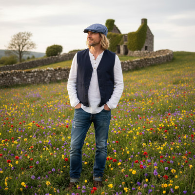 KASZKIET Męski Lniany na Lato Modna Czapka Premium GRANATOWY Pako Jeans