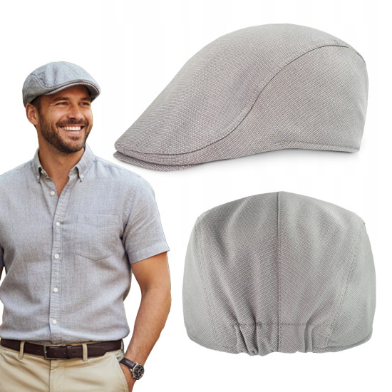 KASZKIET Męski na Lato Czapka w Krateczkę Casual POPIELATY Pako Jeans