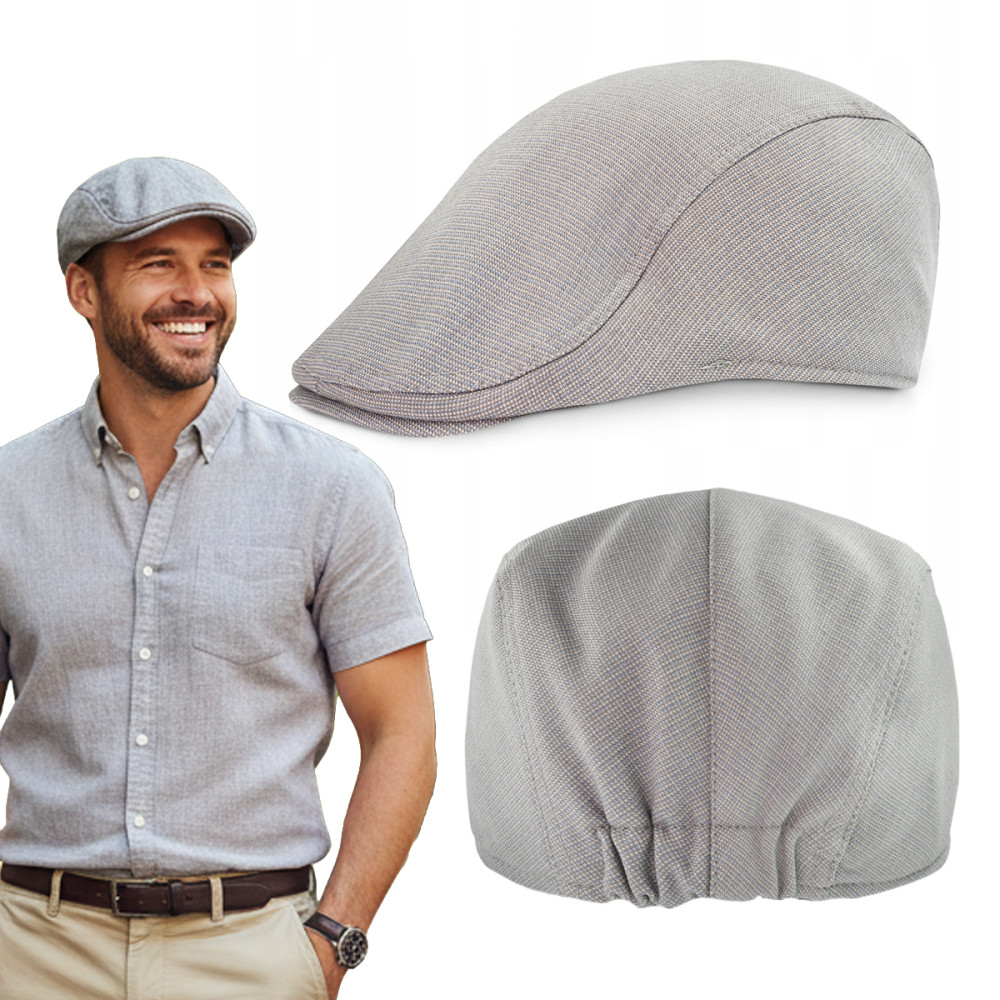 KASZKIET Męski na Lato Czapka w Krateczkę Casual POPIELATY Pako Jeans
