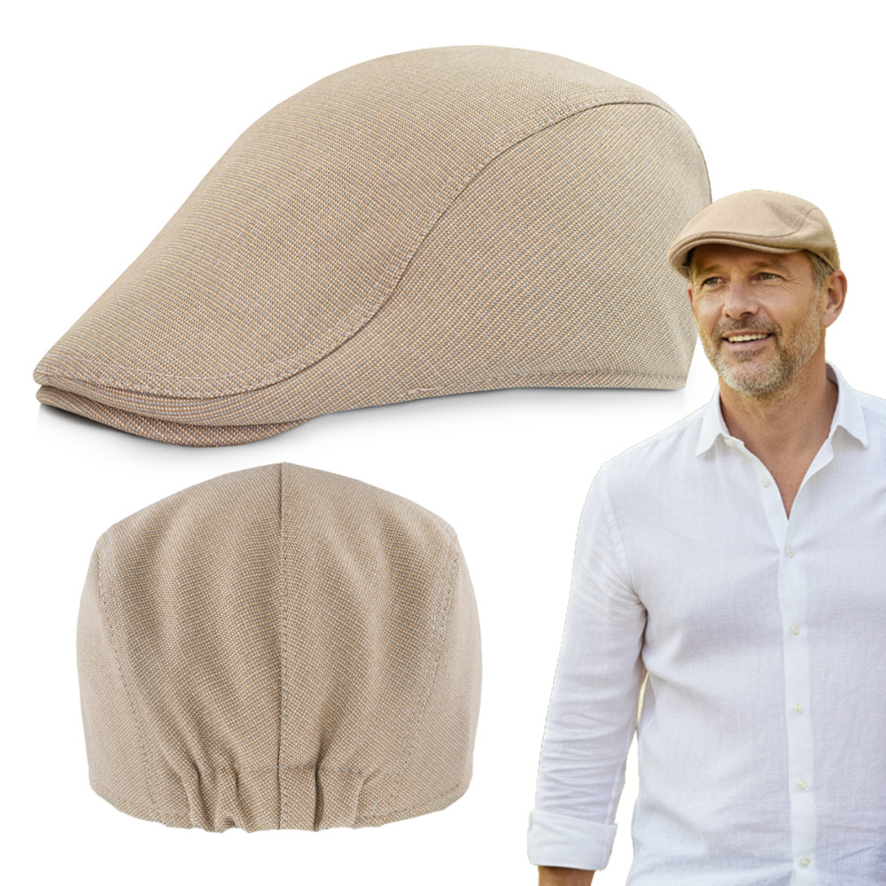 KASZKIET Męski na Lato Czapka w Krateczkę Casual BEŻOWY Pako Jeans