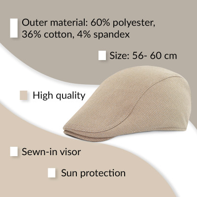 KASZKIET Męski na Lato Czapka w Krateczkę Casual BEŻOWY Pako Jeans