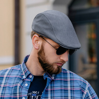 KASZKIET Męski na Lato Czapka w Krateczkę Casual GRANATOWY Pako Jeans