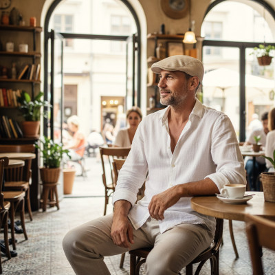 KASZKIET Męski na Lato Czapka w Jodełkę Casual JASNOBEŻOWY Pako Jeans